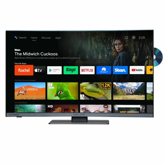 22" Frameless Full HD Google Smart 12V TV With Built-in DVD player and Chromecast