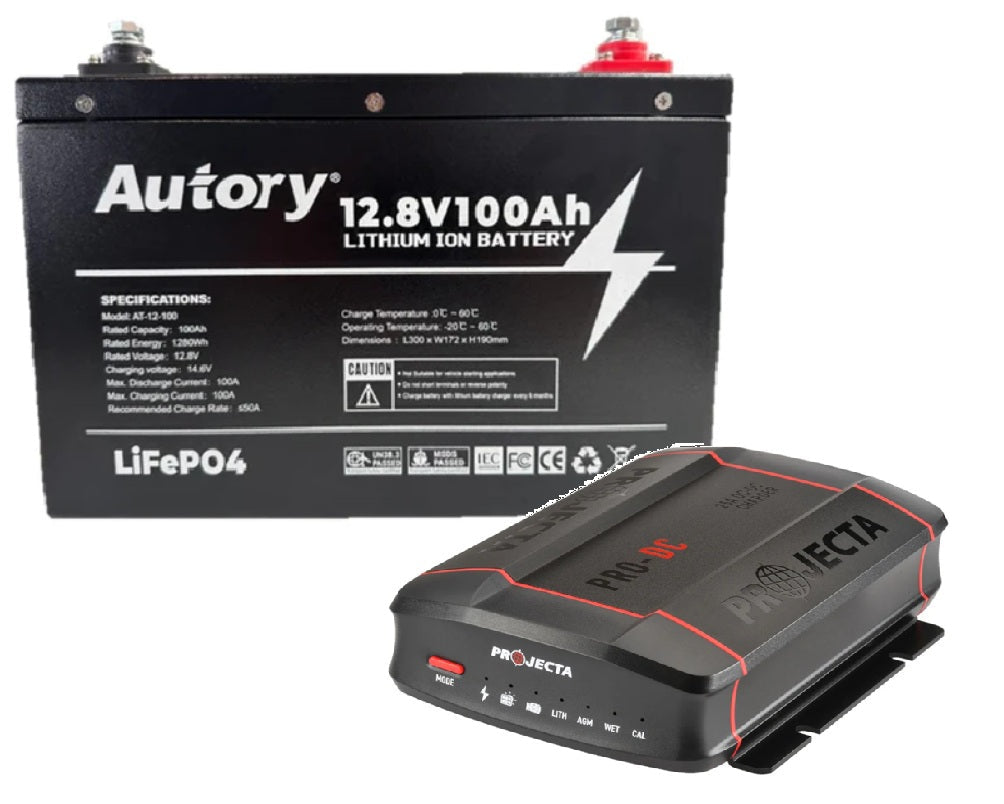 AUTORY 100AH LIFEPO4 BATTERY + PROJECTA PRO CHARGE 25A DC-DC