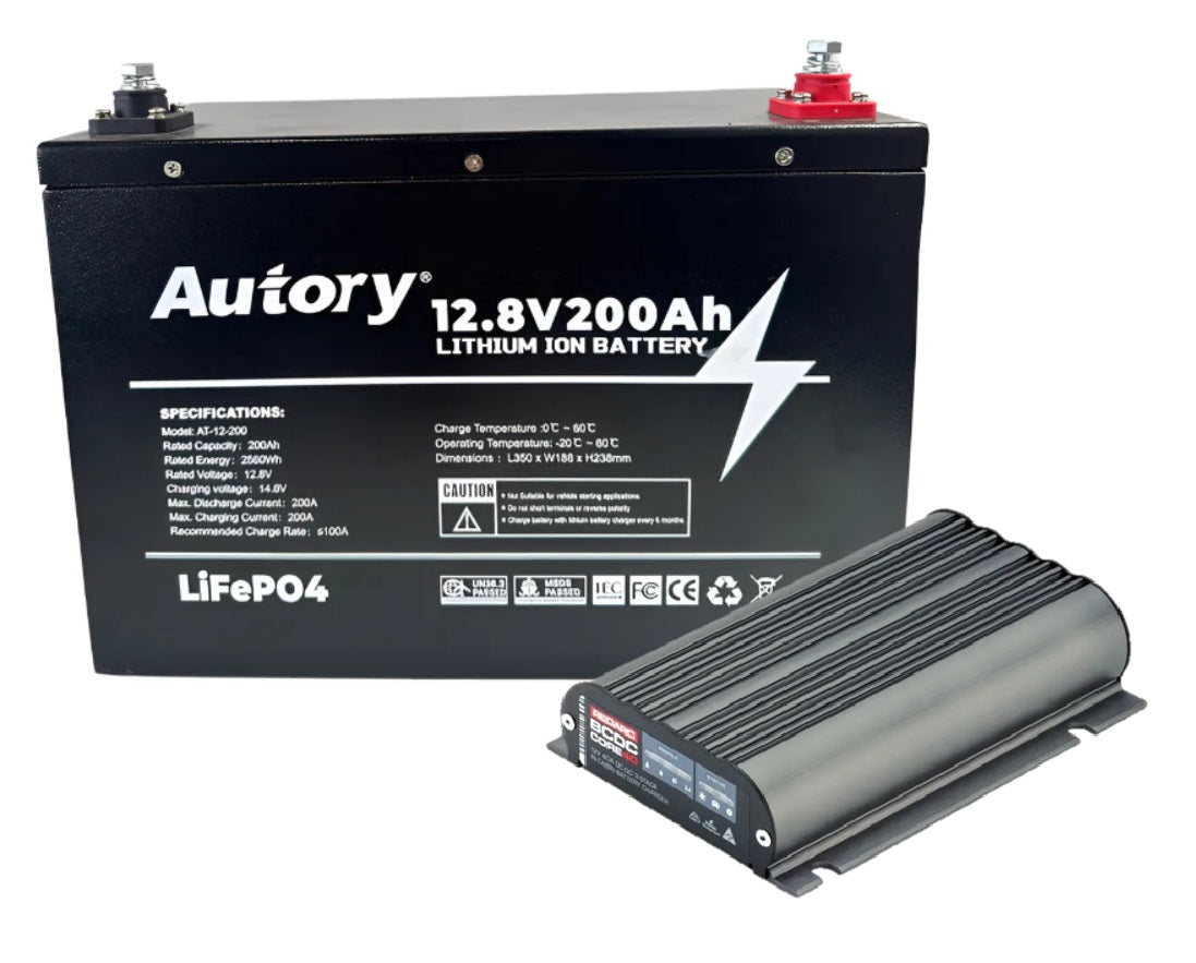 AUTORY 200AH LIFEPO4 BATTERY + REDARC CORE 40A DC-DC