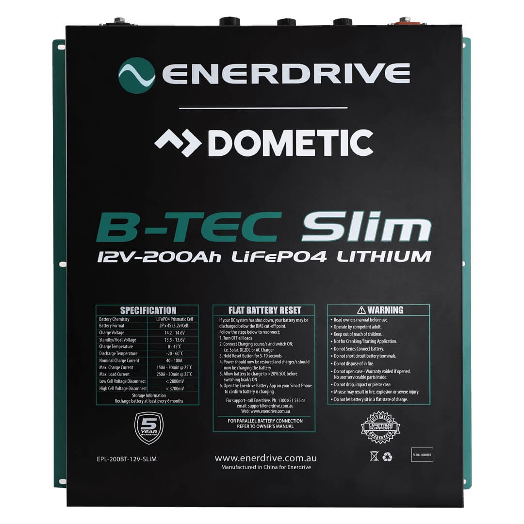 B-TEC 12V 200AH SLIMLINE LITHIUM BATTERY