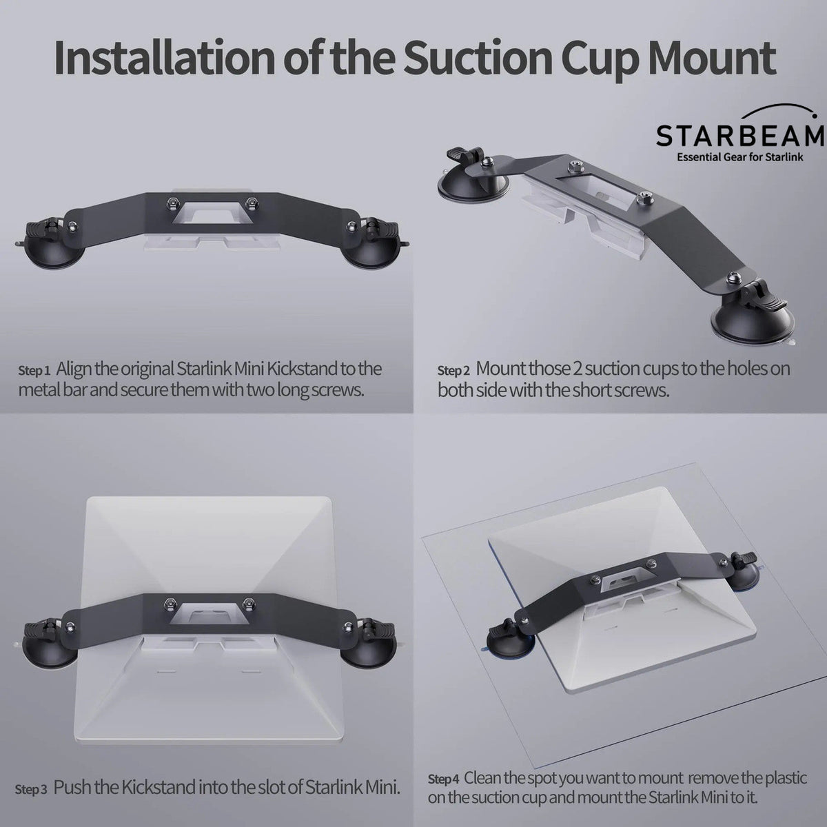STARBEAM Starlink Mini 2 Suction Cup Mount for Vehicle Sunroof or Window