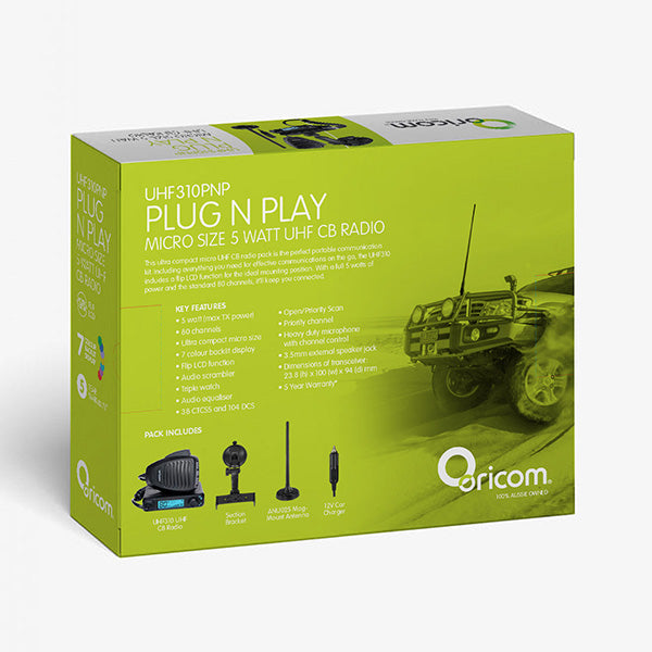 UHF310PNP Plug & Play 5W UHF CB Radio Pack | 80 Channel