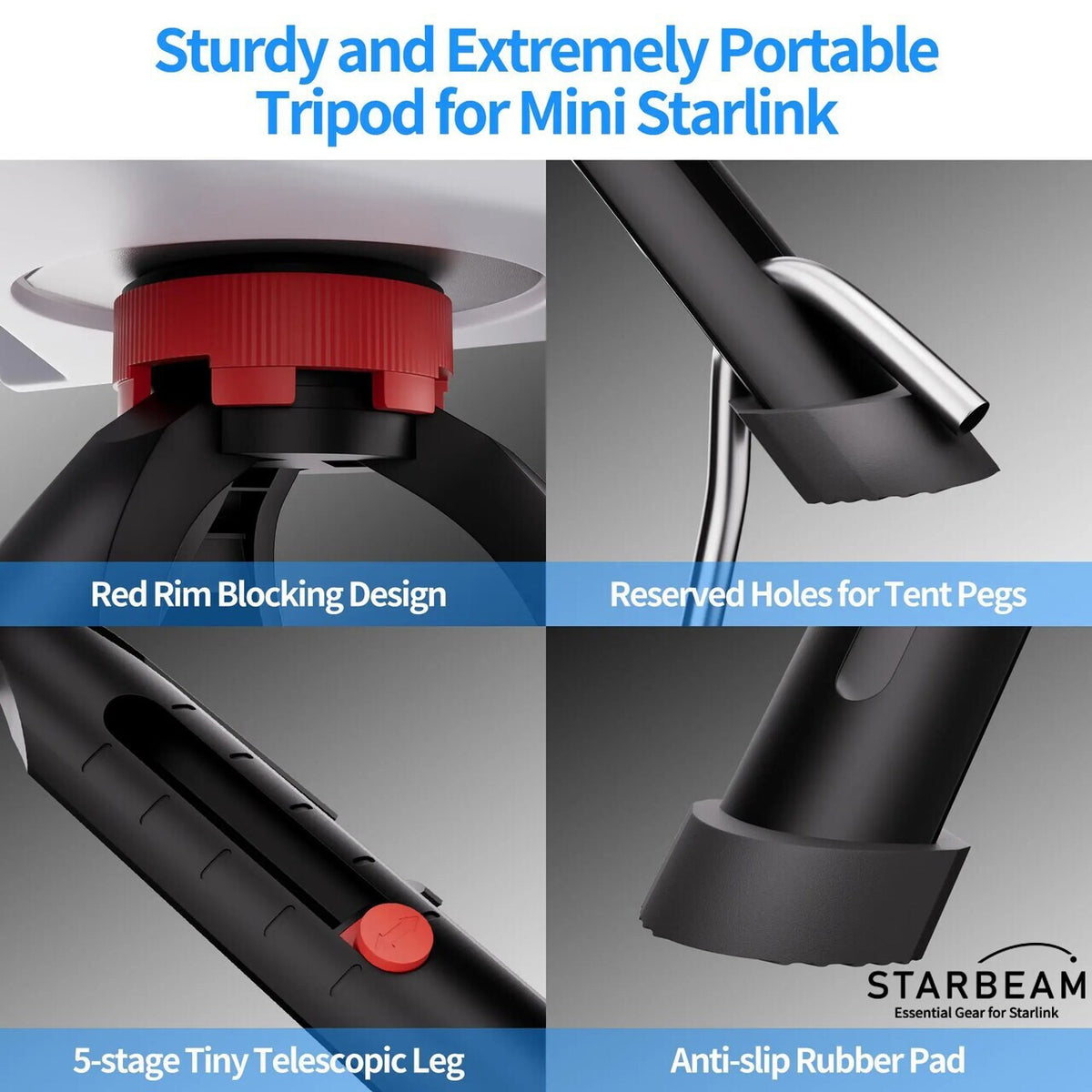 STARLINK MINI 18CM EXTENDABLE TRIPOD WITH ADAPTER & PEGS