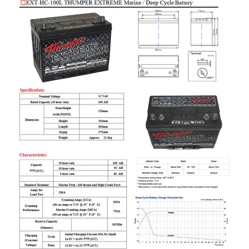 Extreme High Crank 100Ah Wetcell Hybrid Battery