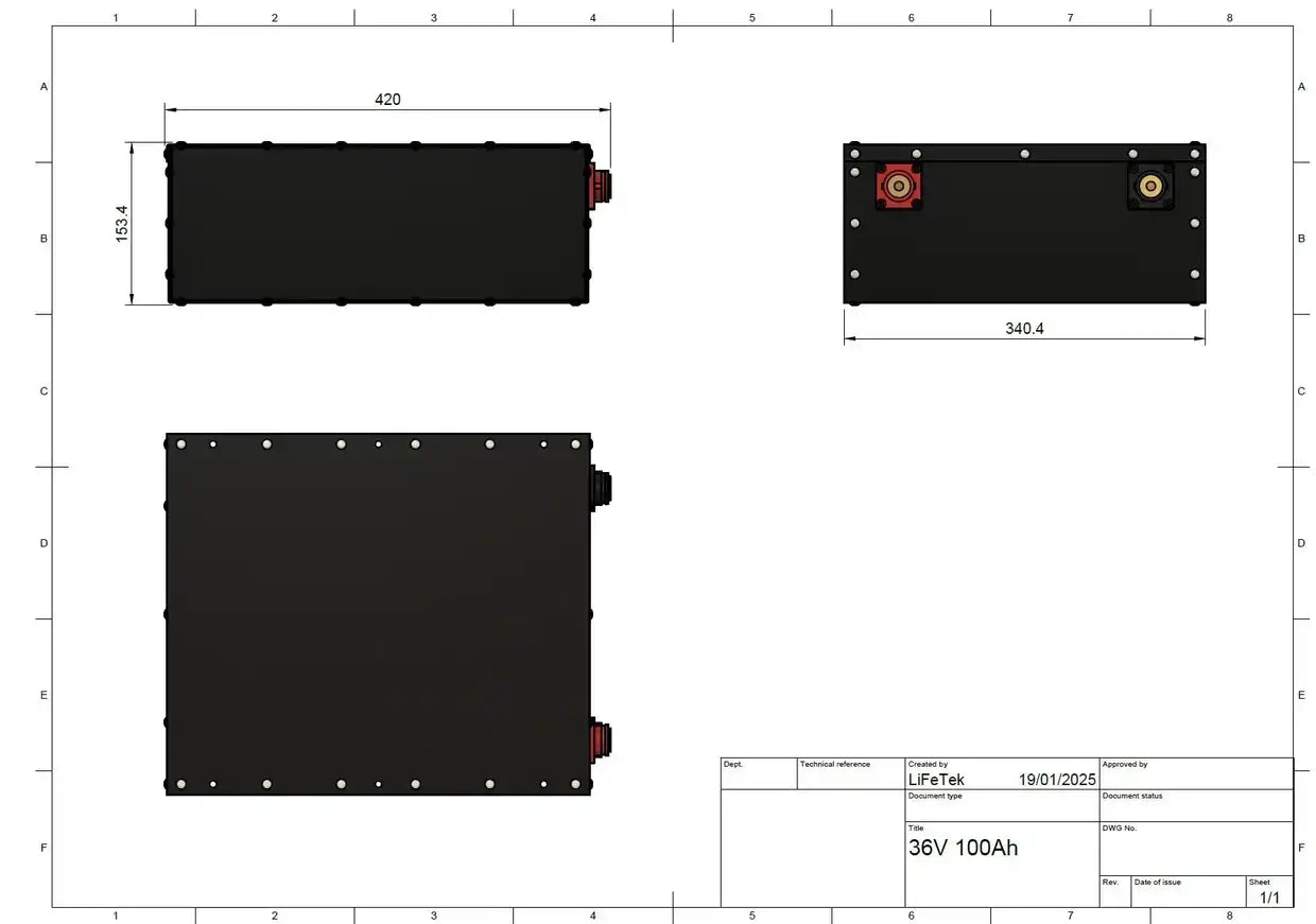 36V 100Ah Stackable LiFePO4 Battery