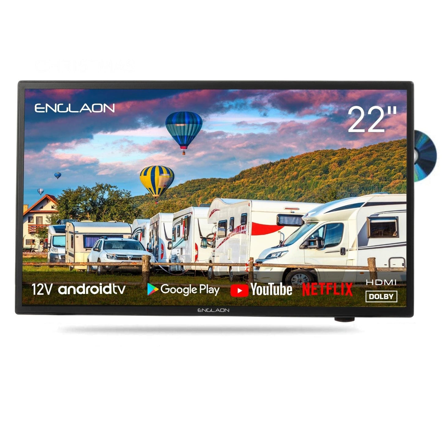 22’’ Full HD 12V Google TV With Built-in DVD Player, Chromecast & Bluetooth