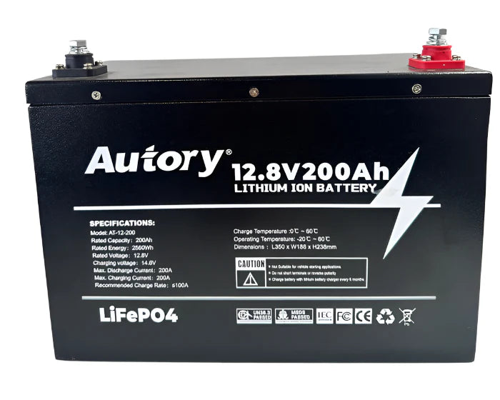 AUTORY 200AH LIFEPO4 BATTERY (ALL-METAL CASING) + BCDCN1225 CHARGER
