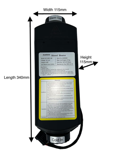 2KW DIESEL HEATER KIT + STAINLESS STEEL TANK