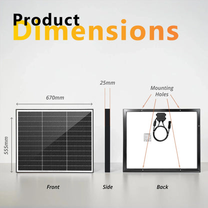50W N-Type TOPCon Solar Panel | 650 × 395mm