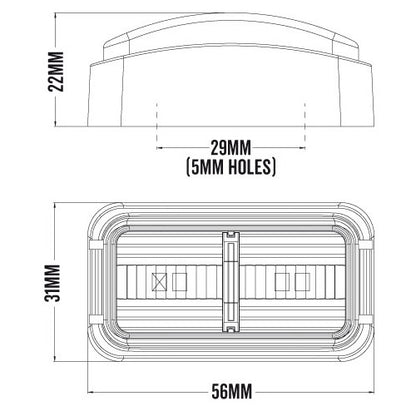 10-30V BR7A Amber Clearance Lamp | Rectangle LED Marker