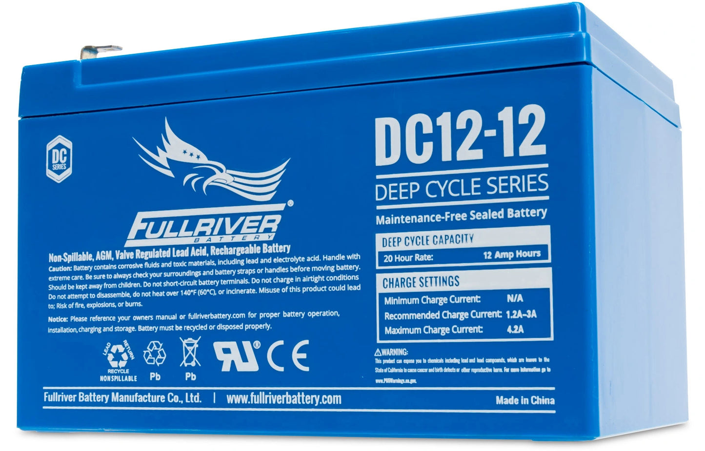 Fullriver 12V 12Ah Deep Cycle AGM Battery (DC12-12)