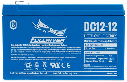 Fullriver 12V 12Ah Deep Cycle AGM Battery (DC12-12)