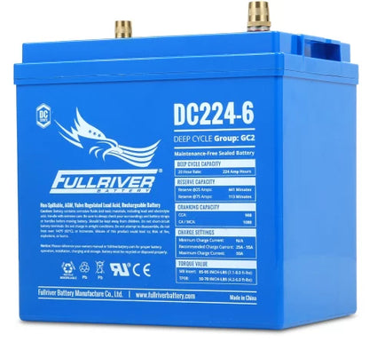 FULLRIVER DC224-6 6V 224AH Deep Cycle AGM Battery