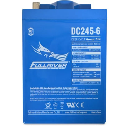 FULLRIVER DC245-6 6V 245AH Deep Cycle AGM Battery