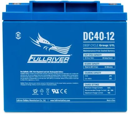 FULLRIVER DC40-12 12V 40AH Deep Cycle AGM Battery