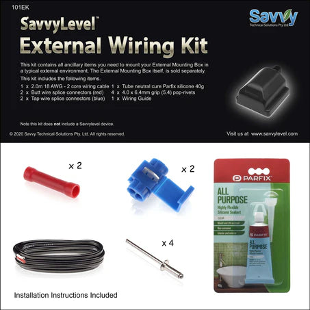 SAVVYLEVEL S4 & EXTERNAL MOUNT BOX & EXTERNAL WIRING KIT BUNDLE