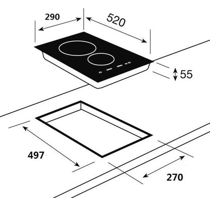 INDUCTION DUAL HOB BUILT-IN SMOOTH POWER NO PULSING (2000W INVERTER)