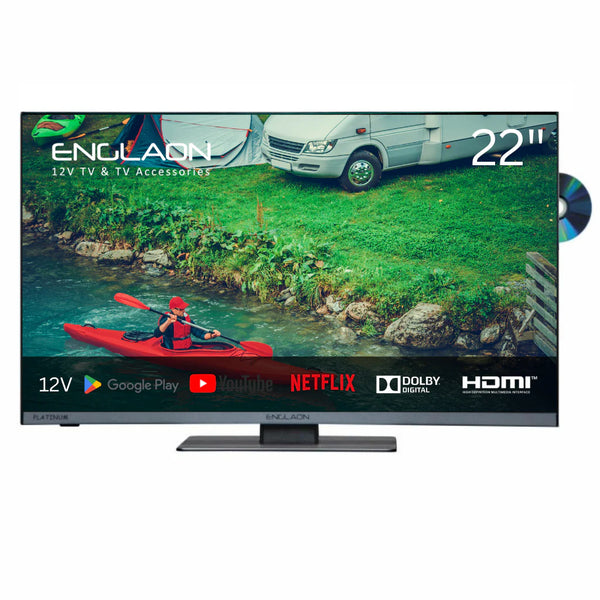 22" Frameless Full HD Google Smart 12V TV With Built-in DVD player and Chromecast