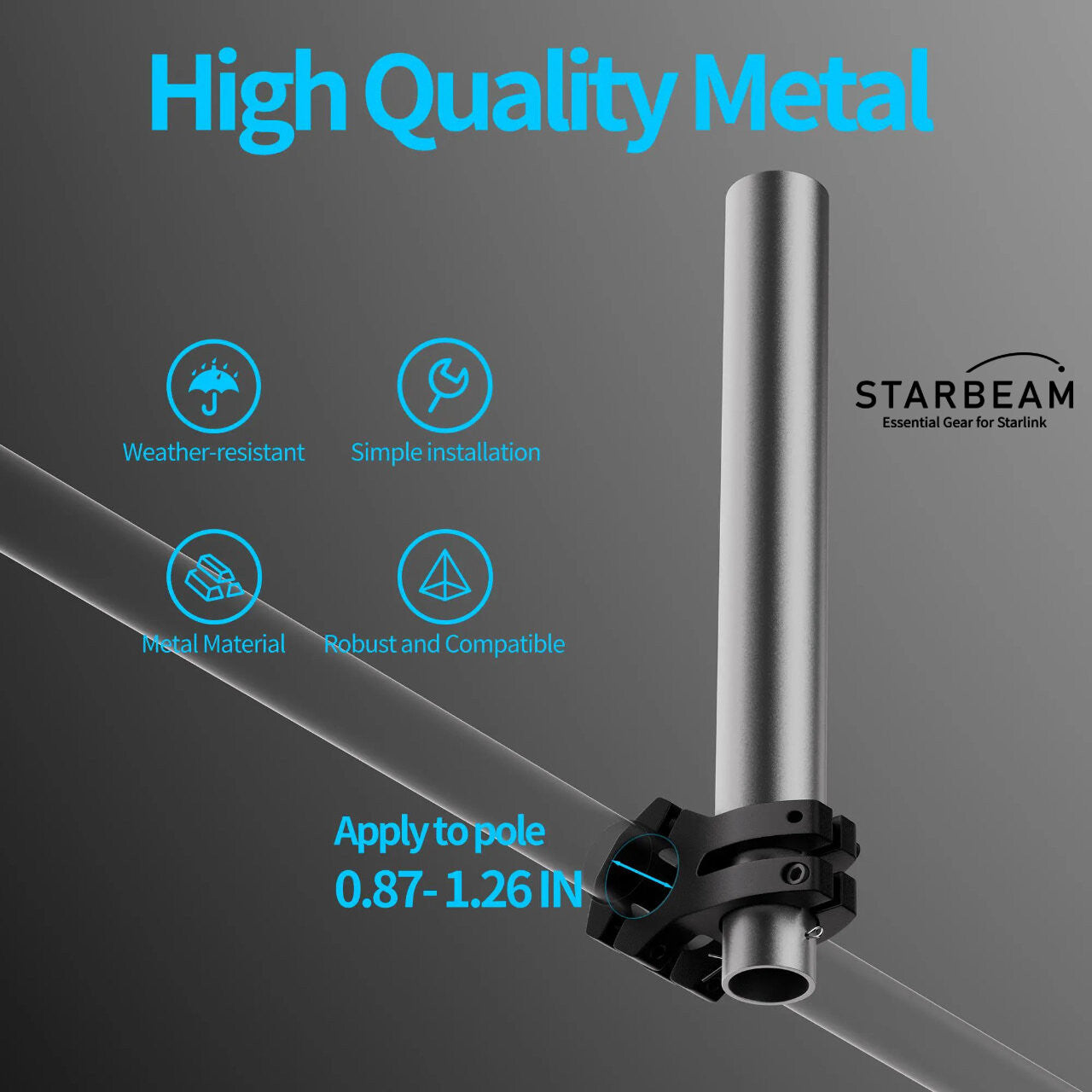 Starlink Mini Pole Clamp with Pole Extension