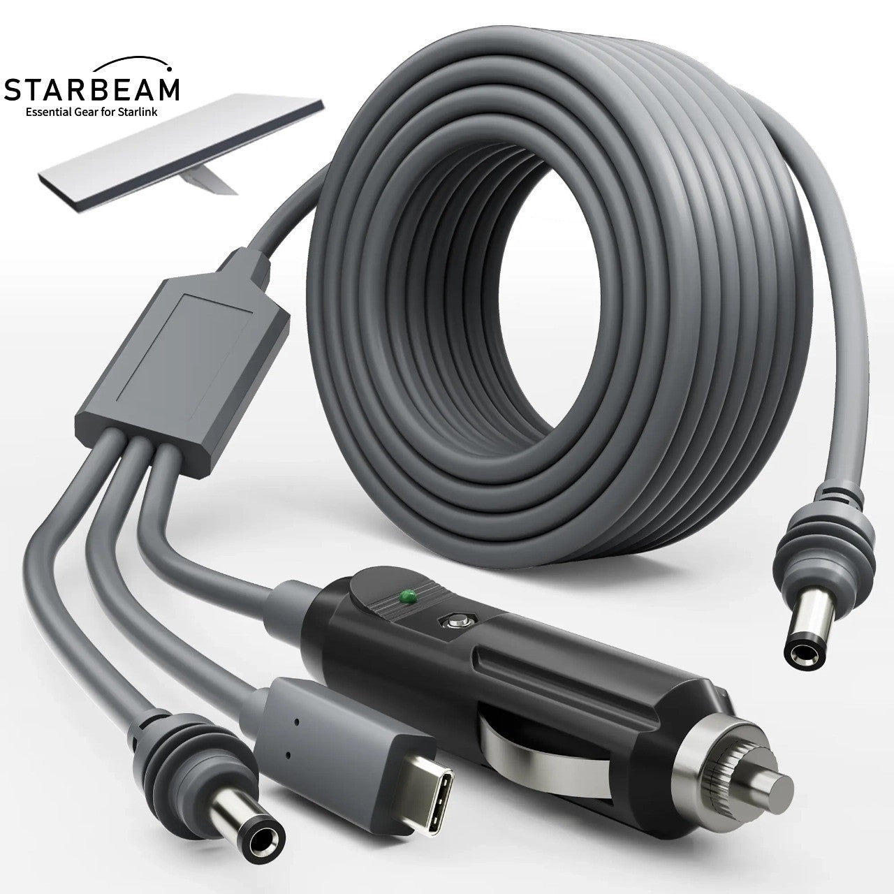 Starlink Mini 3-in-1 Car Charger + DC + USB-C 3m Power Cord