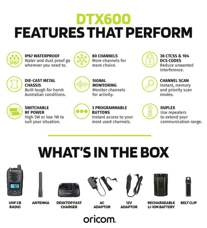 DTX600 IP67 5 WATT HANDHELD UHF CB RADIO