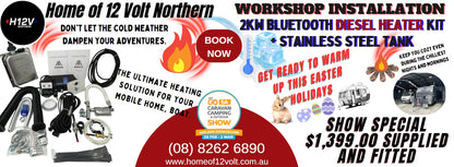2KW BLUETOOTH DIESEL HEATER KIT + STAINLESS STEEL TANK INSTALLATION AT OUR WORKSHOP