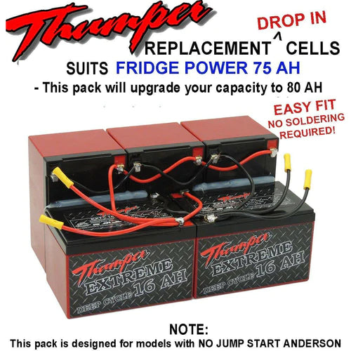 THUMPER REPLACEMENT BATTERIES TO SUIT FRIDGE POWER 75AH