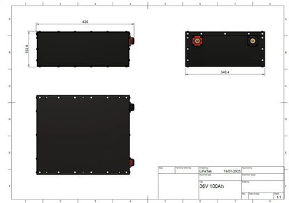 36V 100Ah Stackable LiFePO4 Battery
