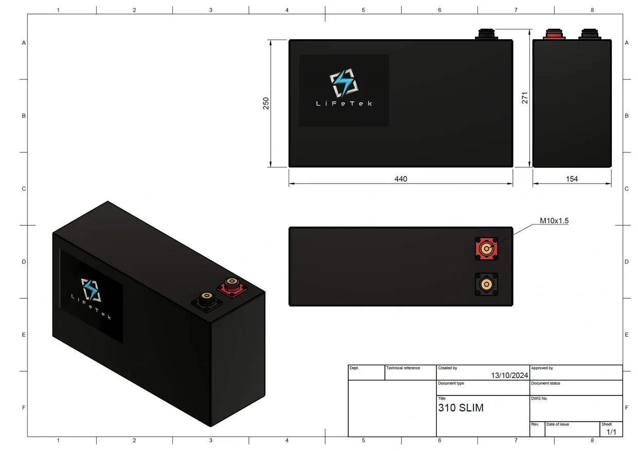 12V 310/330AH Slim LiFePO4 Battery