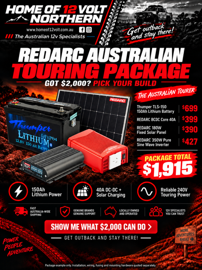 Australian Touring Package | 150Ah Lithium, 40A DC-DC, 180W Solar & 350W Inverter